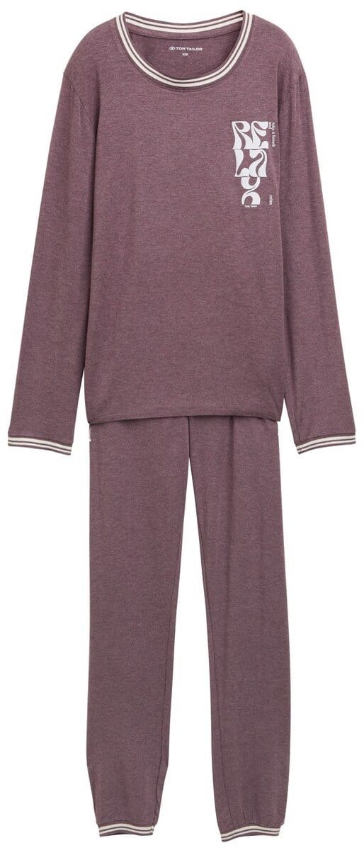 Tom Tailor - Pyjamaset in gemêleerde look - Maat 36 - purple-medium-melange