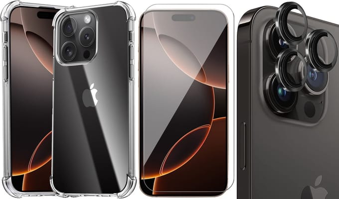 Hoesje geschikt voor iPhone 16 Pro - Screenprotector Glas & Camera Protector - Shockproof Transparant met Extra Hoekbescherming