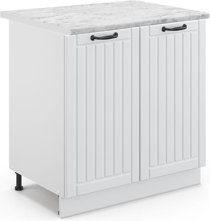Vicco Keukenonderkast Fame-Line, Wit landelijk/Wit, 80 cm marmer werkblad