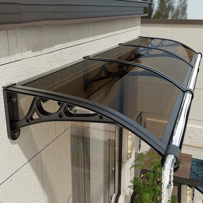 Deurluifel - Raamoverkapping - Bescherming Buiten - UV-bestendig Polycarbonaat - 60x80cm - Bruin Paneel
