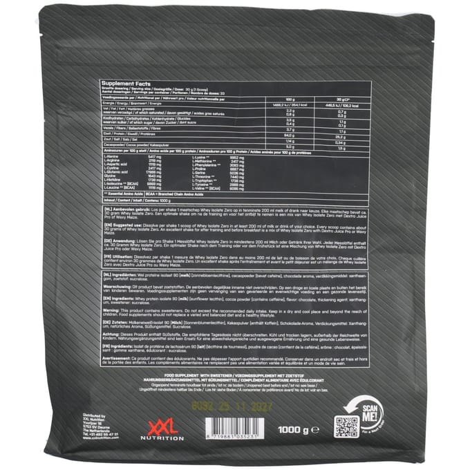 XXL Nutrition Whey Isolate Zero Chocolade 1000 gram
