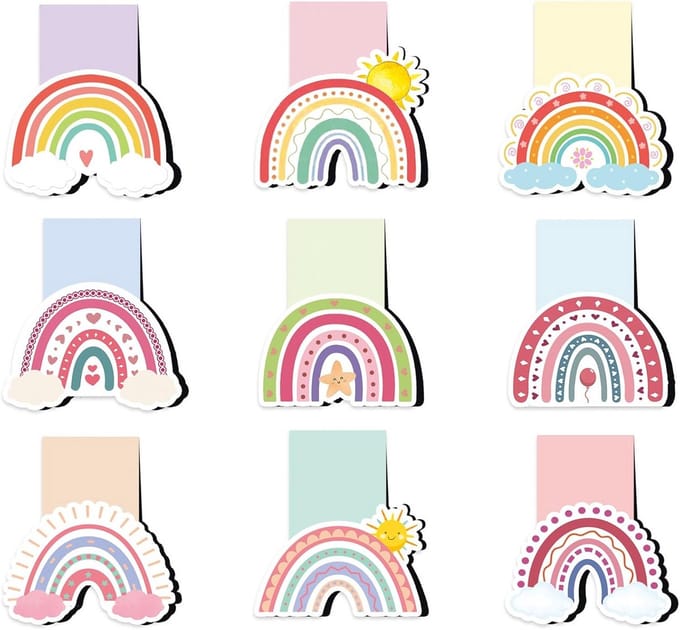 Set van Zachte Magnetische Bladwijzers met Vrolijk Regenboogprint