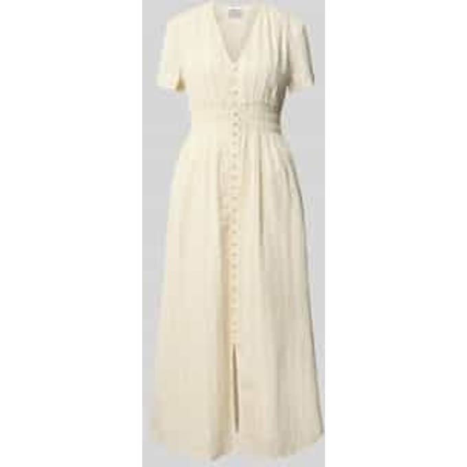 midi-jurk met V-hals en knoopsluiting