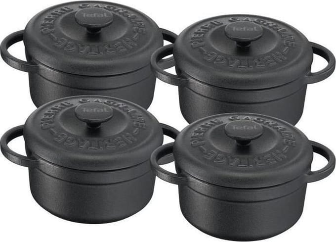 TEFAL Set van 4 Pierre Gagnaire Heritage Cast Iron Mini Casseroles - Rond - 10 cm - 0,3L