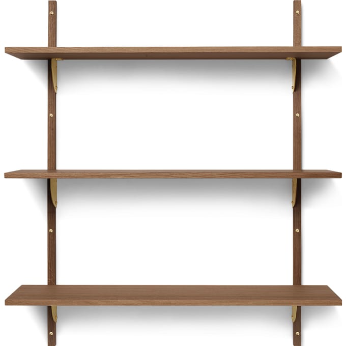 Ferm Living Sector Wandrek - gerookt eiken - Messing - 3 Wandplanken - breed