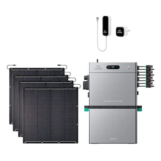 Zendure SolarFlow 2400 Pro - SolarFlow 2400 Pro & Slimme Meter P1 / 1*AB3000L (2.88 kWh) / 4*230W Flexible Solar Panel (920Wp)