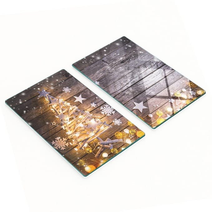 Multifunctionele decoratieve glazen borden met kerstboomprint 2x30x52 cm