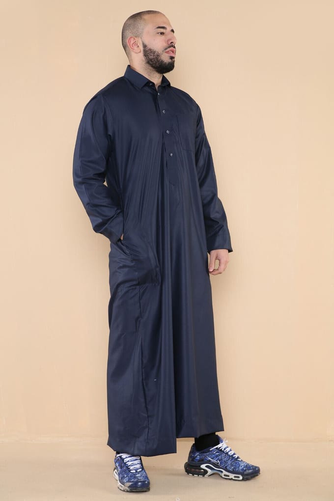 Heren Marine Thobe Jubba Saudi Ramadan Eid Islamitische Kaftan Kaudara Arabische Jubbah