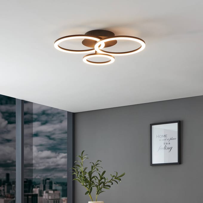 EGLO connect.z Parrapos-Z Smart Plafondlamp - 54,5 cm - Zwart/Wit - Instelbaar wit licht - Dimbaar - Zigbee