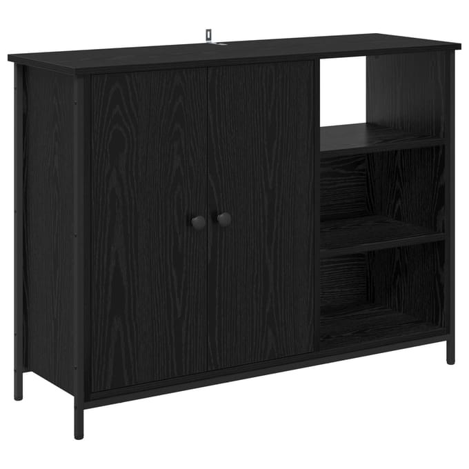 vidaXL - Dressoir - Zwart - Eiken - 100 - x - 33 - x - 75 - cm - Bewerkt - hout