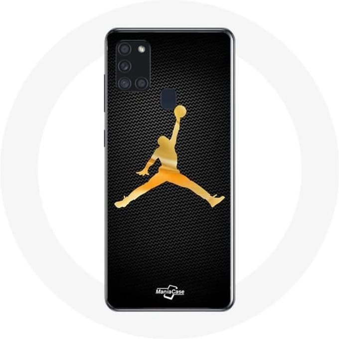 Coque - Maniacase - Samsung Galaxy A21S - Souple - Jaune - Logo Michael Jordan jaune