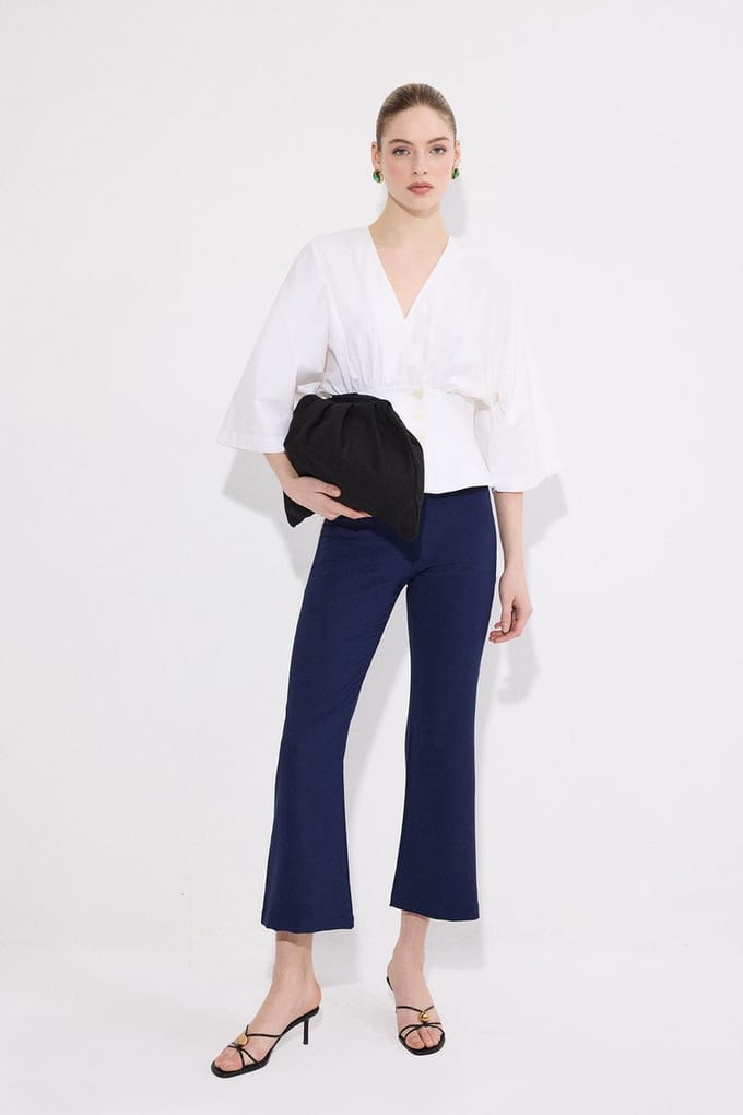 Touché Privé - Crepe broek met elastische taille - Marine - Dames