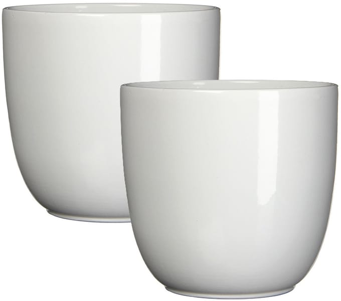 Mica Decorations Bloempot/plantenpot - 2x - wit - keramiek - D19 cm x H18