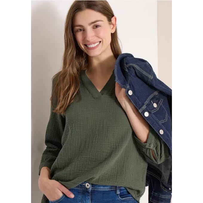3/4-mouwen blouse van mousseline