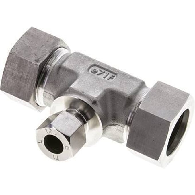 12L & 28L RVS T-stuk Snijringkoppeling 160bar ISO 8434-1