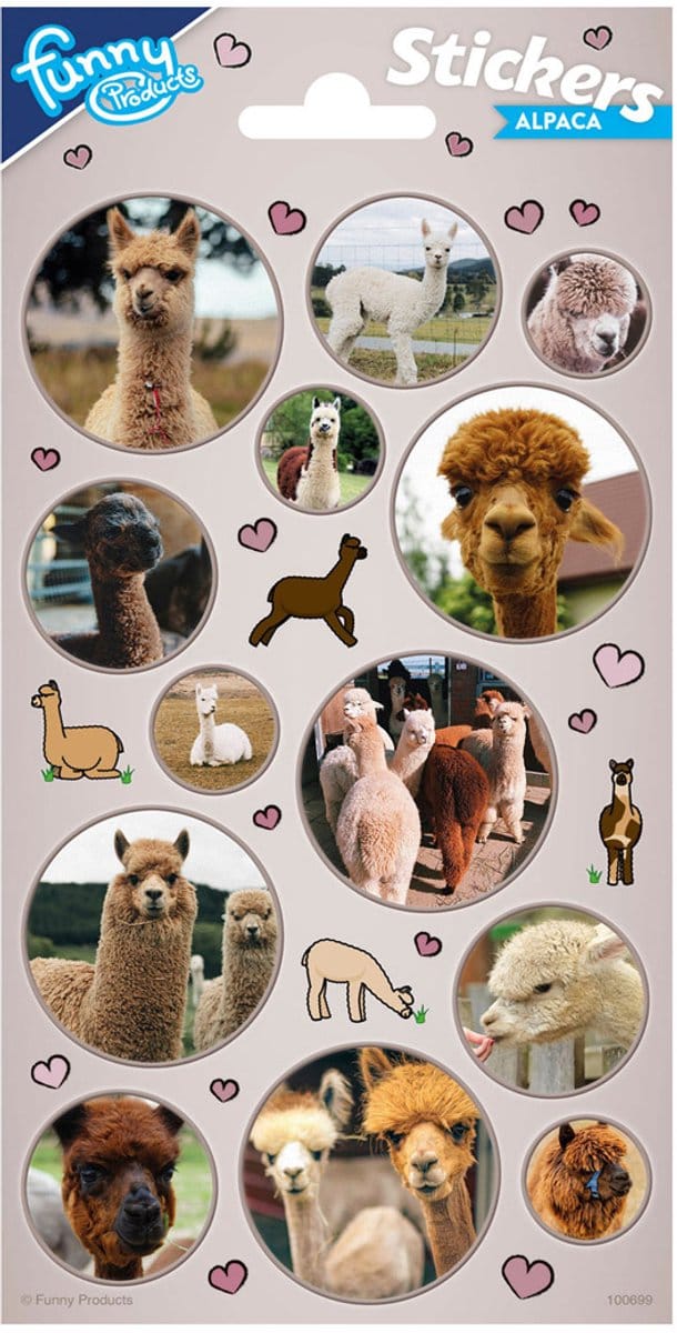Funny Products Stickers Alpaca 20 X 10 Cm Papier Beige