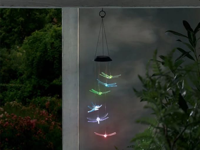 Livarno home Solar Windspel - Libellen - Hangend 78 cm - Verlichtingsduur 8 uur - Windgong