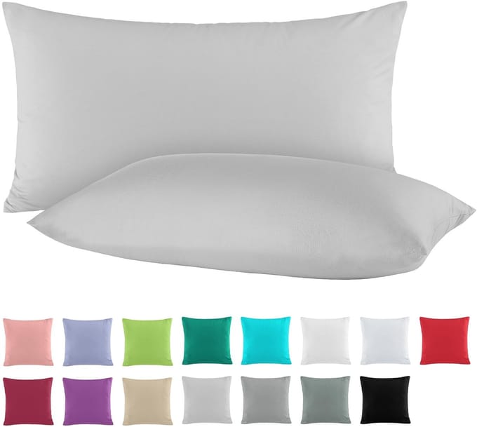 Dailygoods- Kussenslopen 40x60 cm - Dubbelpak - 100% Katoen - Kussenhoezen - Grijs - Renforcé kwaliteit