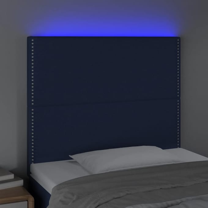 vidaXL - Hoofdbord - LED - 100x5x118/128 - cm - stof - blauw