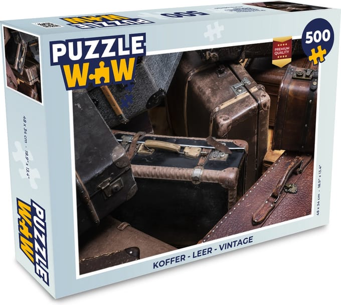 Puzzel Koffer - Leer - Vintage - Legpuzzel - Puzzel 500 stukjes