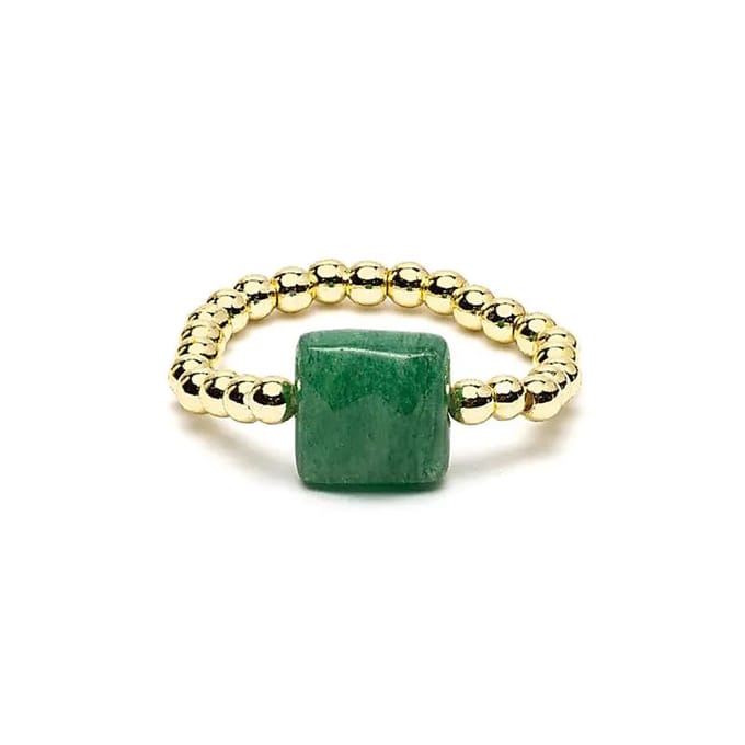 Elastische ring facet geslepen groene aventurijn – ±2 cm
