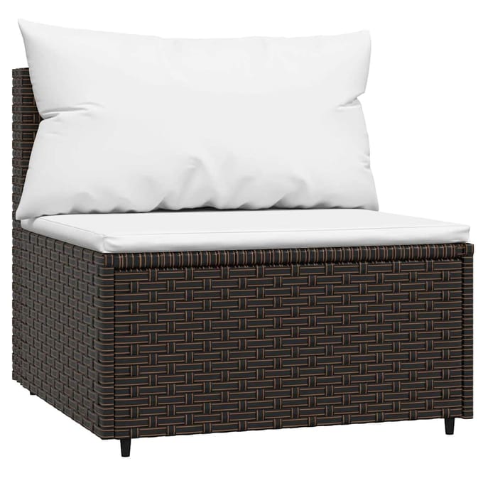 vidaXL - Tuinmiddenbanken - met - kussens - 2 - st - poly - rattan - bruin
