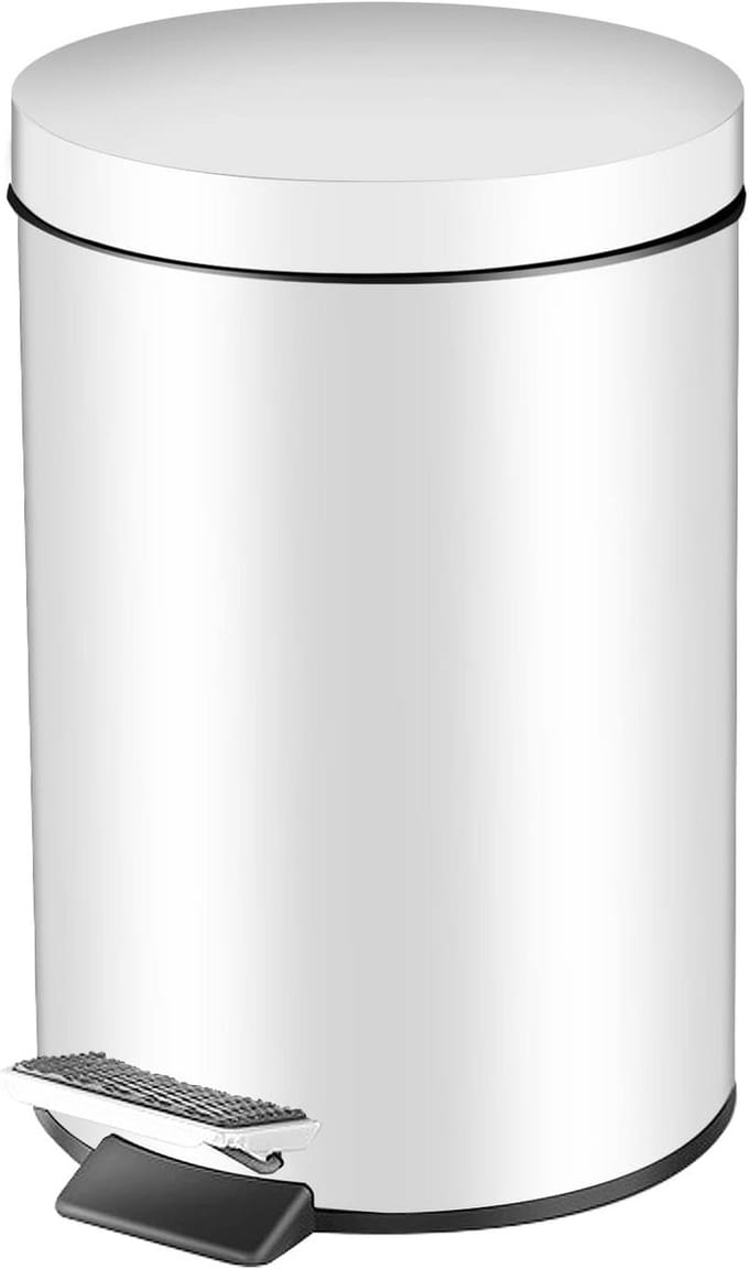 Pedaalemmer - Afvalbak RVS - Keuken Organiseren - Stilsluitend Deksel - 3 Liter - Wit