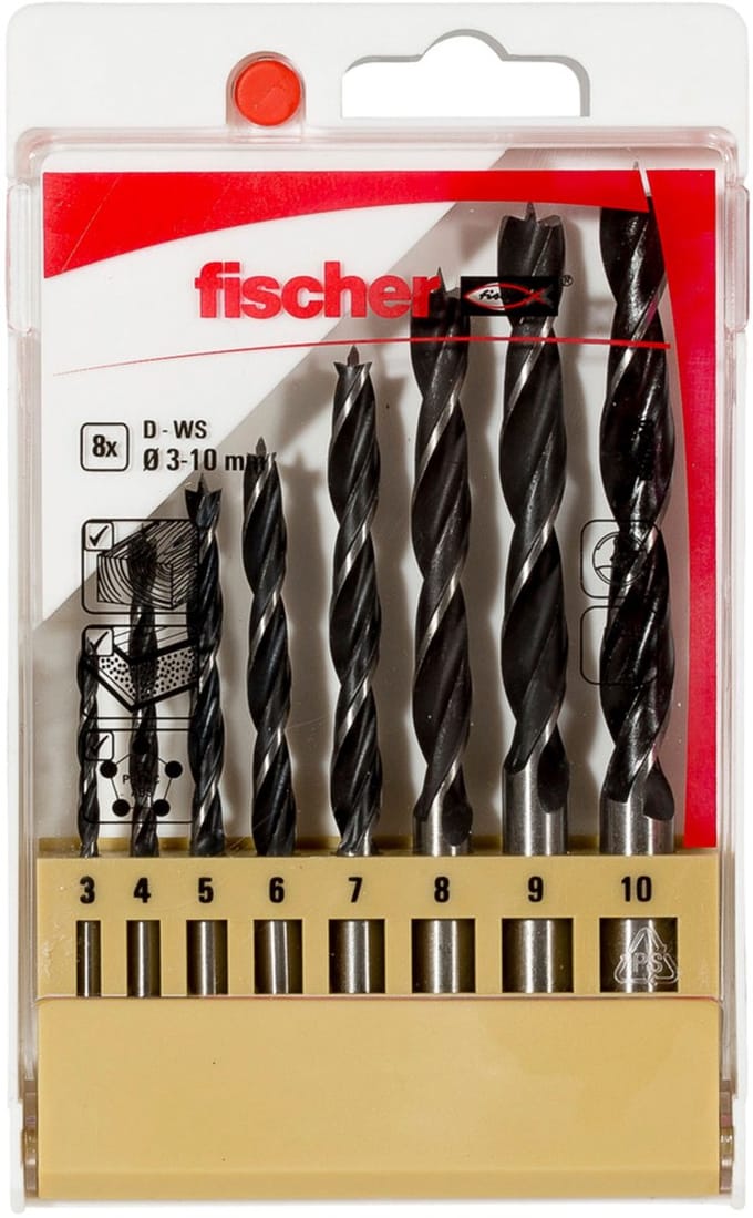 Fischer houtboren D-WS Set 3-10 mm (8 delen) - 536609