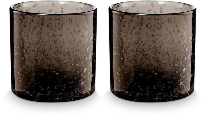 vtwonen Kandelaar Set van 2 - Kaarsenhouder van Glas - Zwart - 10x10cm