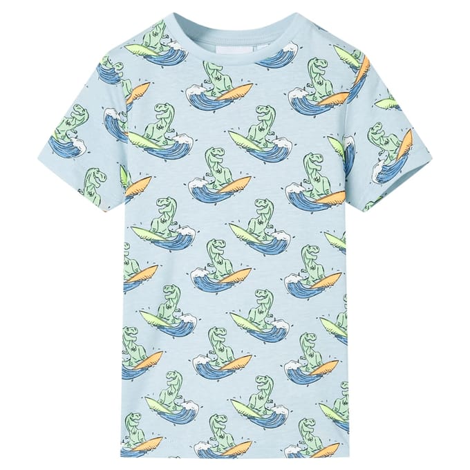 vidaXL - Kinderpyjama - met - korte - mouwen - 128 - lichtblauw