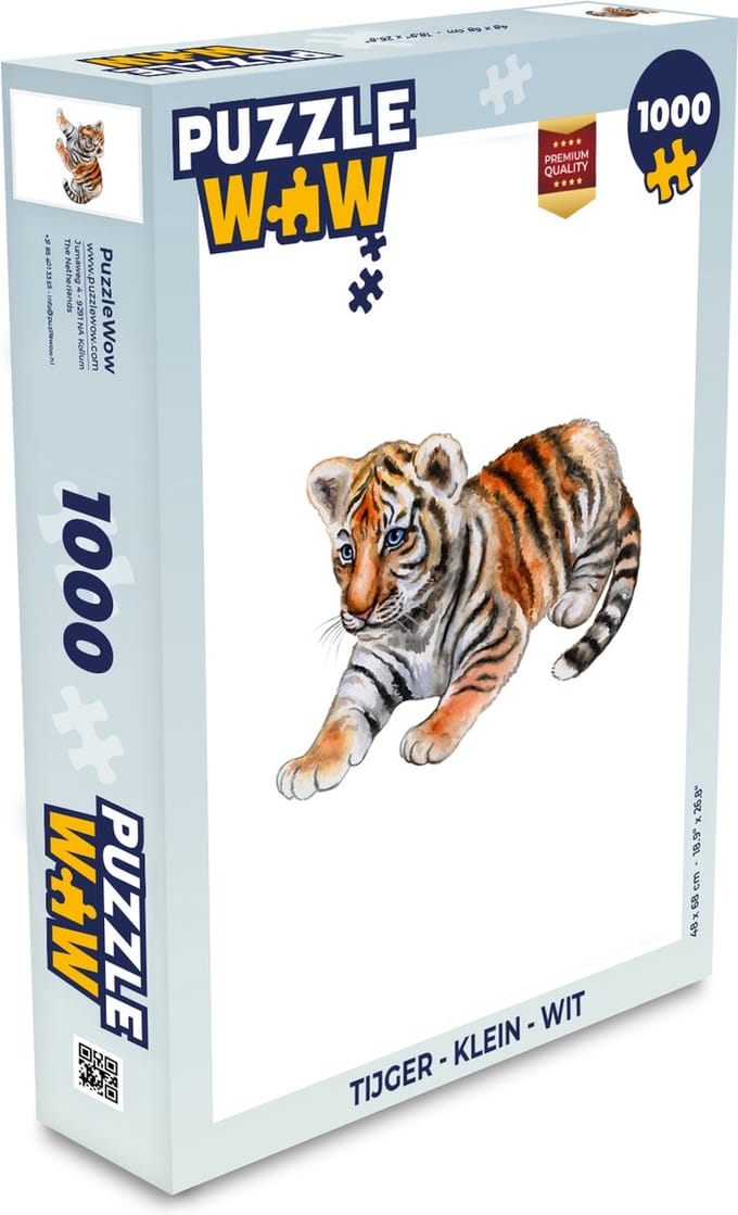 Puzzel Tijger - Klein - Wit - Legpuzzel - Puzzel 1000 stukjes volwassenen