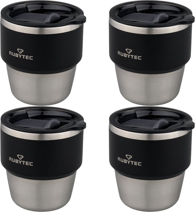 Rubytec Shira Dailyshot Beker 175ml 4-Pack - Thermosfles - Black