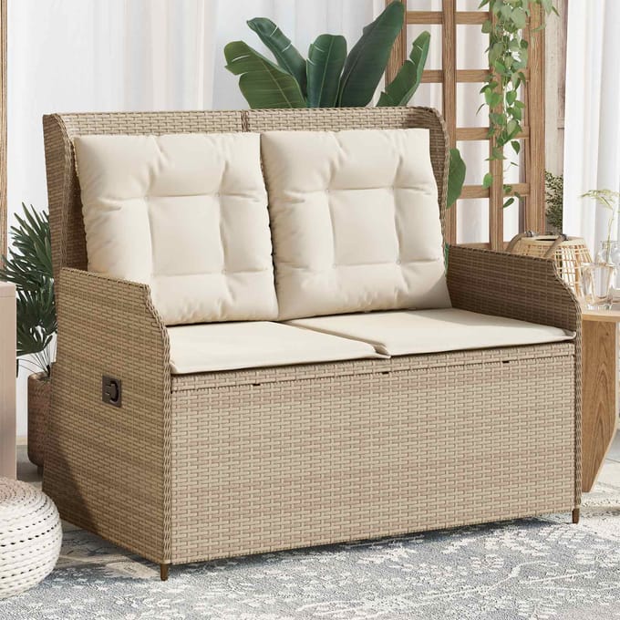 vidaXL Tuinbank Beige poly rattan