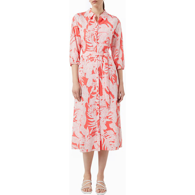 comma - female - Midi-jurk van viscose met all-overprint en 3/4-mouwen