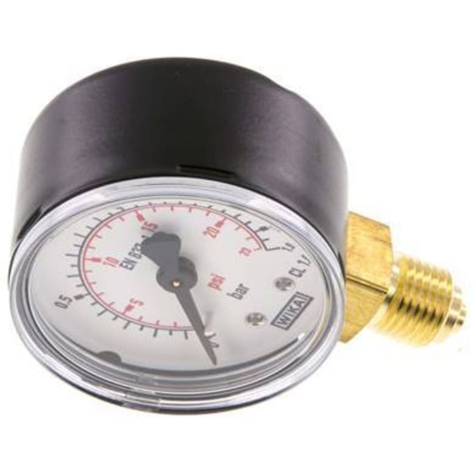 0..1.6 Bar Manometer Onderaansluiting Staal/Messing 50 mm Klasse 1.6