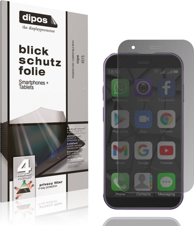 dipos – Matte Privacy Screenprotector geschikt voor viqee XS15 | Anti-Spy Beschermfolie