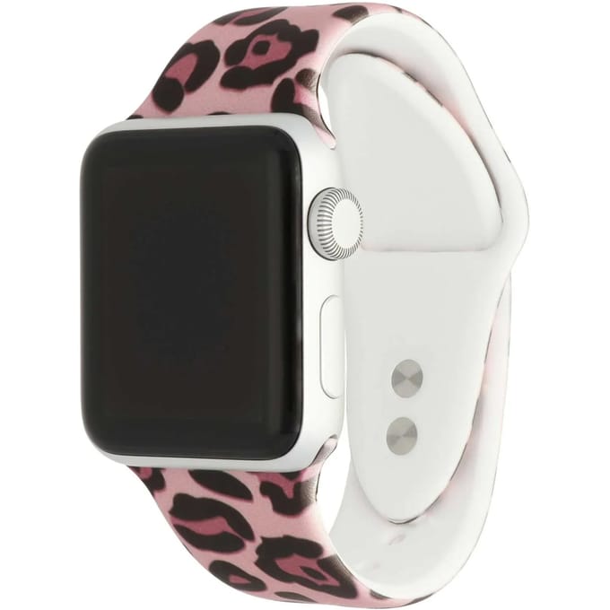 2+1 | Apple Watch Print Bandje - Siliconen - Panter Lichtroze