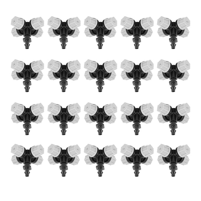 20 stuks kruissproeiers met weerhaakconnector, tuinirrigatieaccessoires, fittingen white