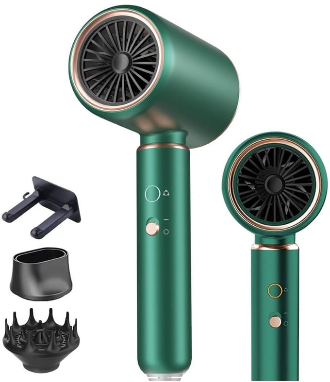 MKSS® Fohn met Diffuser - Haardroger Krullen - Haarfohn - Fohnborstel - Groen