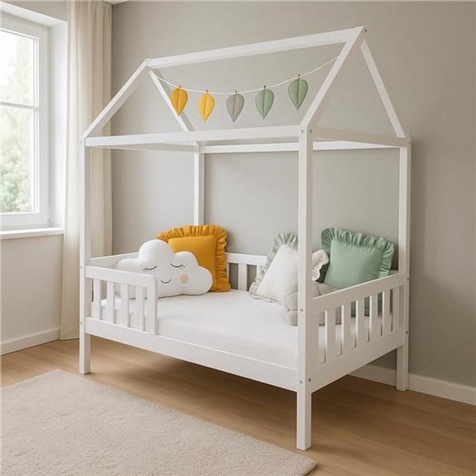 New Baby Castello huisbed 160x80 cm wit - Kinderbed