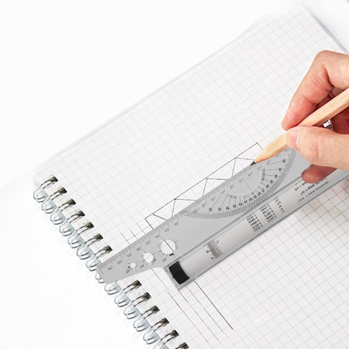 Règle à rouleau parallèle, outil de mesure d'angle pour dessin, longueur 30 cm gray
