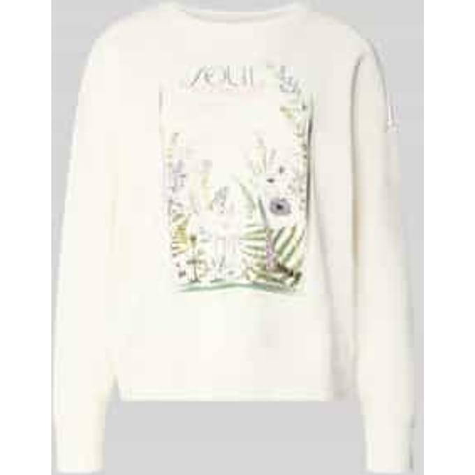 boxy fit sweatshirt met o-neck en bloemenprint