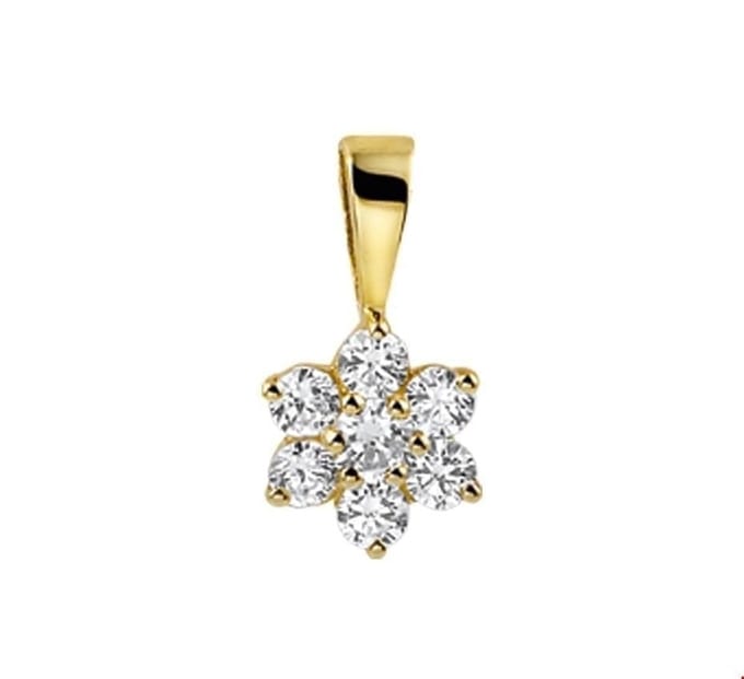 Geelgouden Hanger zirkonia halo 4017308