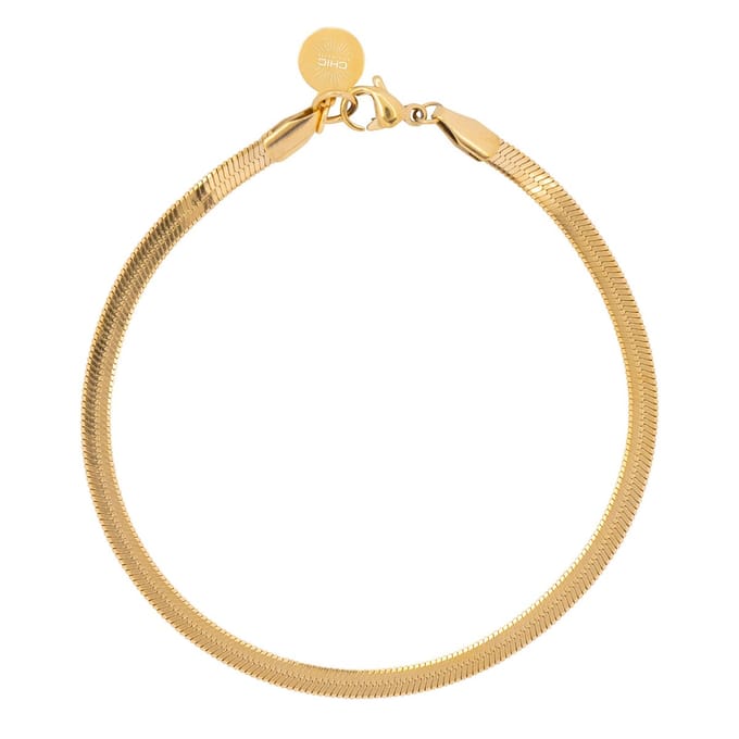 Chic by Lirette - Armband RVS Platte Schakels - Goud