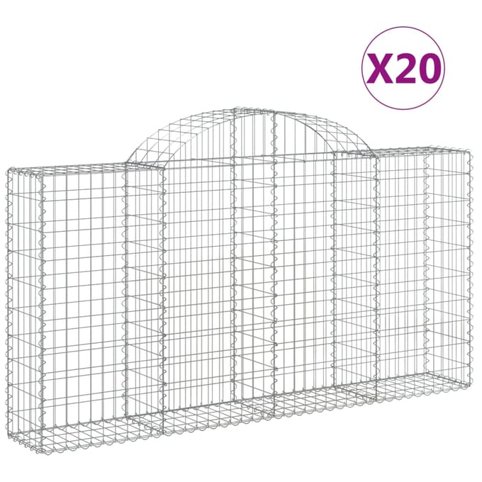 vidaXL - Schanskorven - 20 - st - gewelfd - 200x30x100/120 - cm - ijzer
