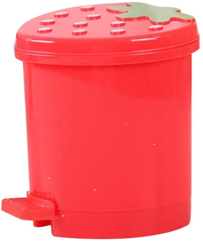 Decoratieve Afvalemmer - Bureau Prullenbak - Ruimte Besparen - Cartoon Print - 16 cm - Rood