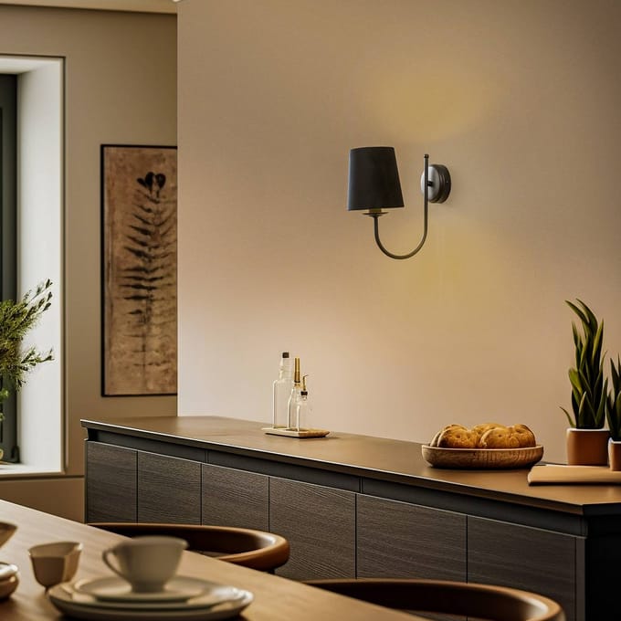 Euluna Wandlamp Bona, 1-lamp, zwart