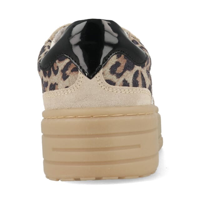 PS Poelman ANEMONE Dames Sneakers - Bruin Meet Dierenprint - Maat 37