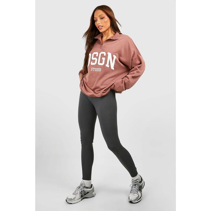 boohoo Dames Hoge Naadloze Rib Legging | Houtskool | Maat: Small