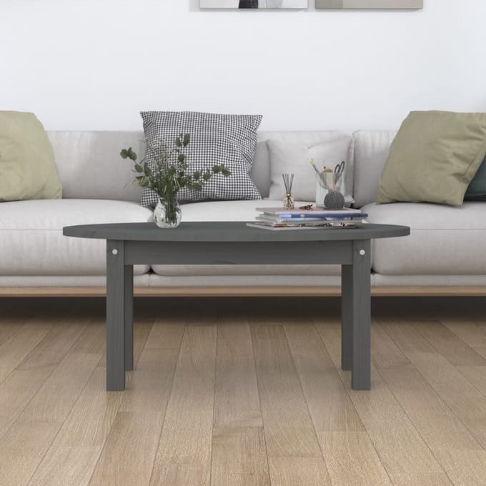 vidaXL - Salontafel - 80x40x35 - cm - massief - grenenhout - grijs